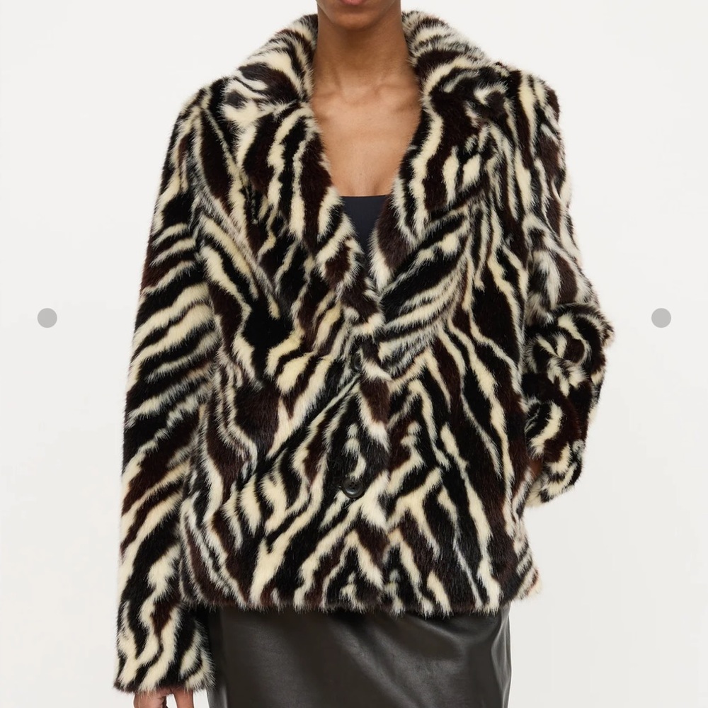 Stand Studio Zebra Pattern Teddy Jacket